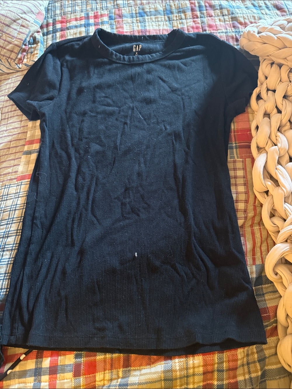 GAP Black Ribbed Crewneck Tee